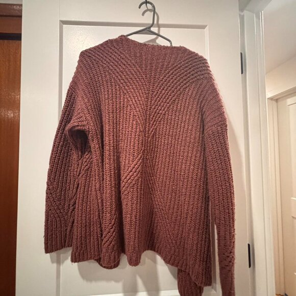 LA Hearts | Oversized Cable Knit Cardigan | Maroon Pink | One Size - Picture 3 of 4